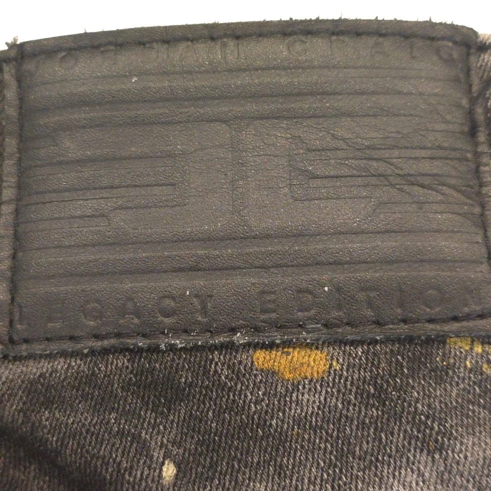 Jordan Craig Legacy Denim Shorts 46 Raw Hem Distress Splatter Stripe‎ Gold Black - Picture 8 of 14